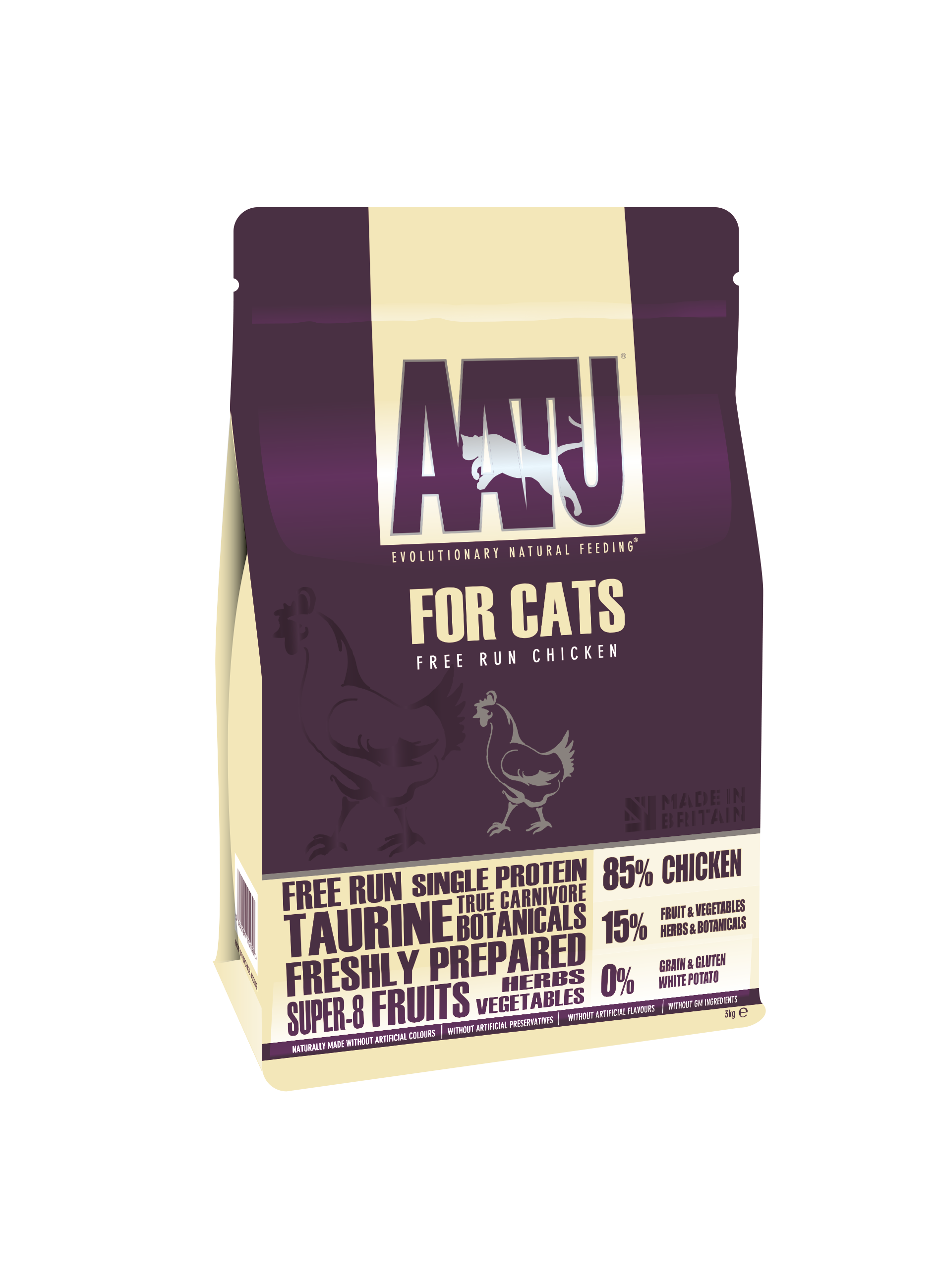AATU 85/15 Grain Free Chicken Dry Cat Food - 3kg